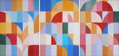 Carte de Palermo, Triptyque de mosaïque du Bauhaus, géométrie aux tons primaires sur papier