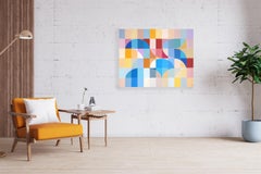 Postcard From Provence, Pastel Tones, Geometric Purple Mountains, Bauhaus