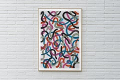 Pretending Glitter, Urban Brush Strokes in Metal Tones, Vertical, Orange, Pink