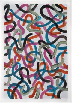 Pretending Glitter, Urban Brush Strokes in Metal Tones, Vertical, Orange, Pink