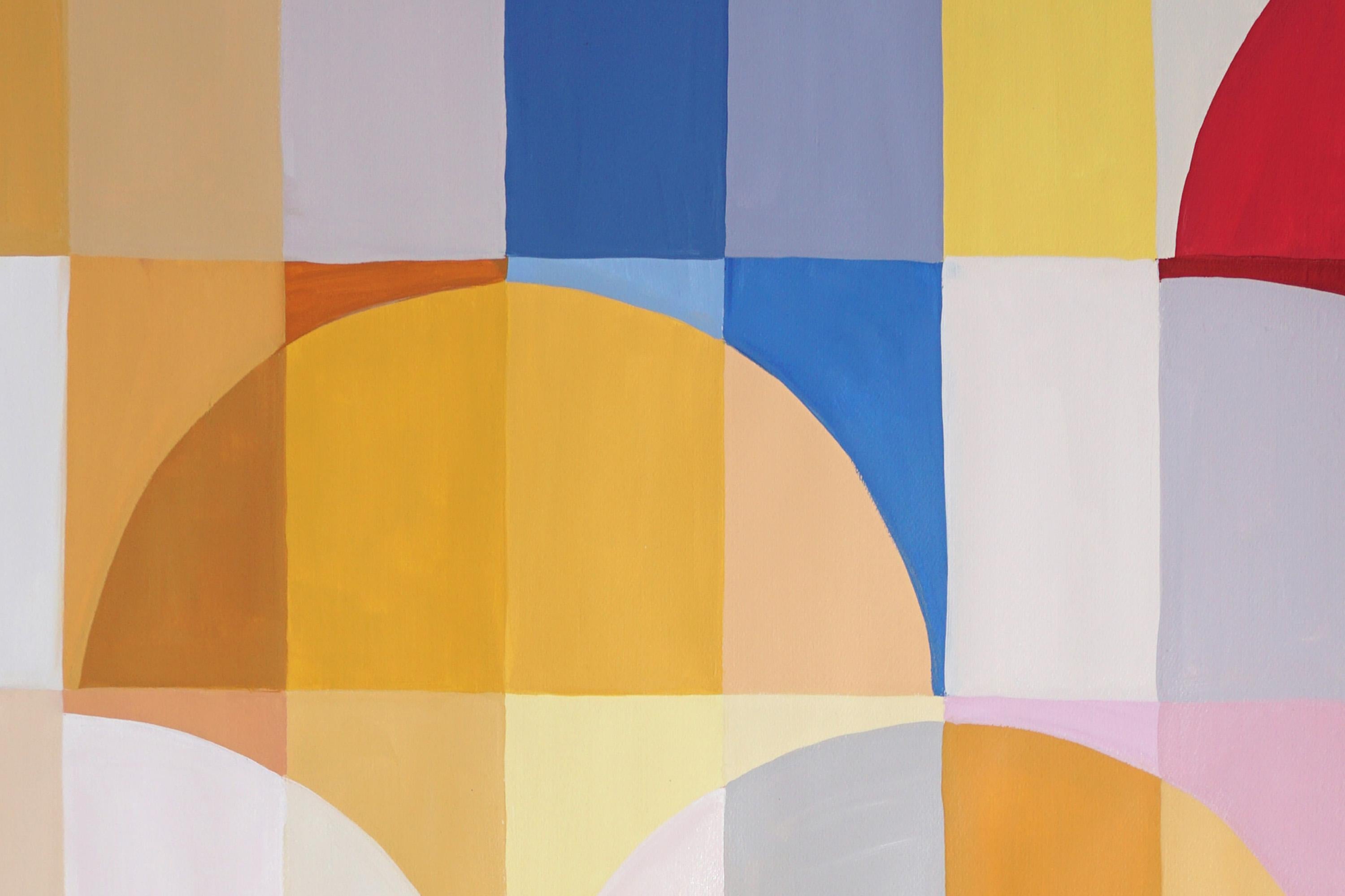 Primary Arcs and Curves, Red, Yellow, Blue Bauhaus Patterns, Abstract Geometry For Sale 7