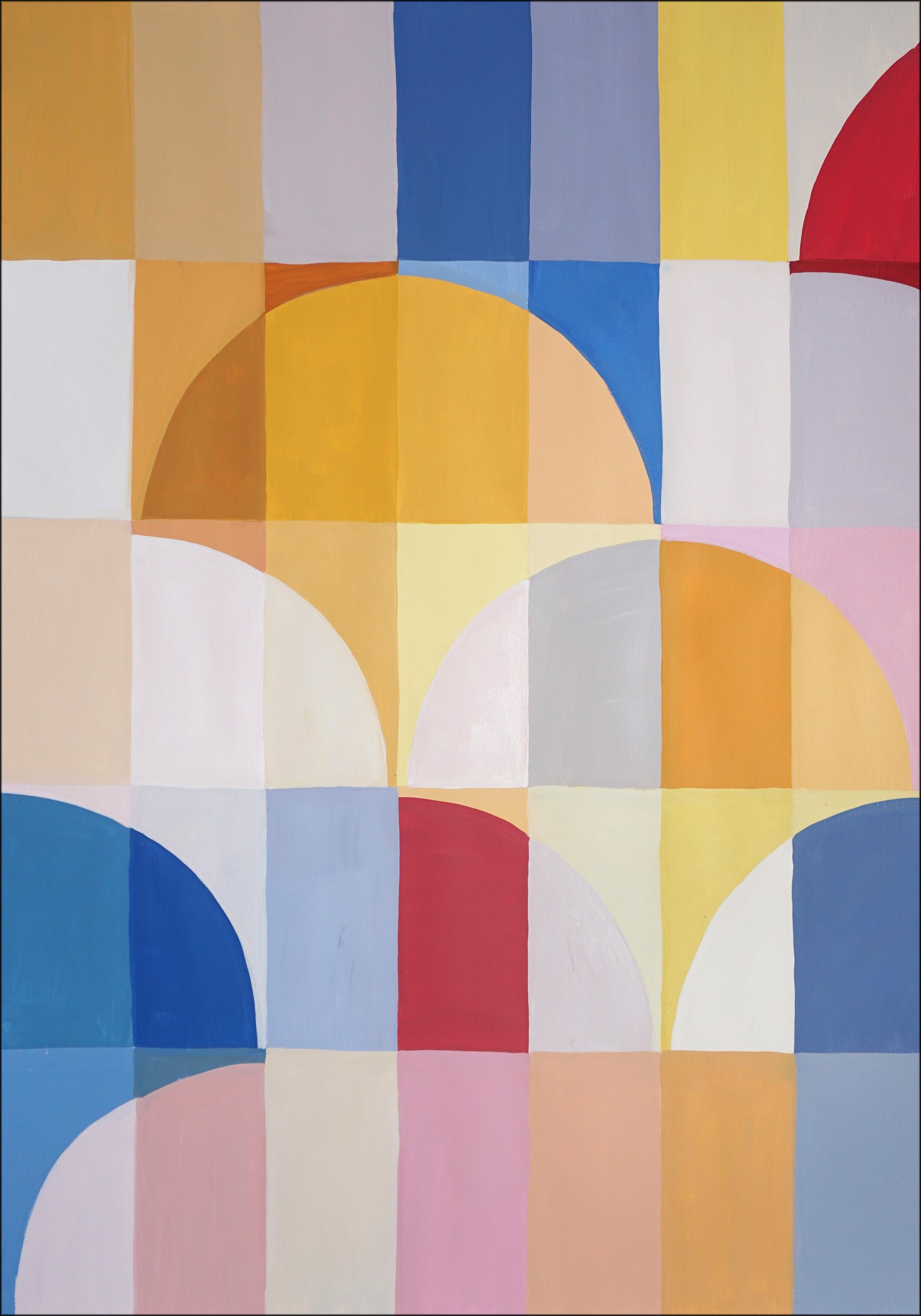 Primary Arcs and Curves, Red, Yellow, Blue Bauhaus Patterns, Abstract Geometry For Sale 1