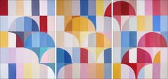 Primary Arcs and Curves, Red, Yellow, Blue Bauhaus Patterns, Abstract Geometry