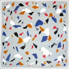 Couleurs primaires sur terrazzo gris, peinture carrée sur papier d'aquarelle, minimaliste