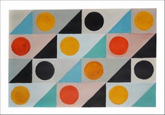 Primary Tones Pastel Tiles, Cater-Cornered Geometry, Bauhaus Vivid Tones Circles