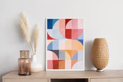 Red Ruby Gems, Abstract Geometric Pattern, Bauhaus Architecture Grid, Yellow