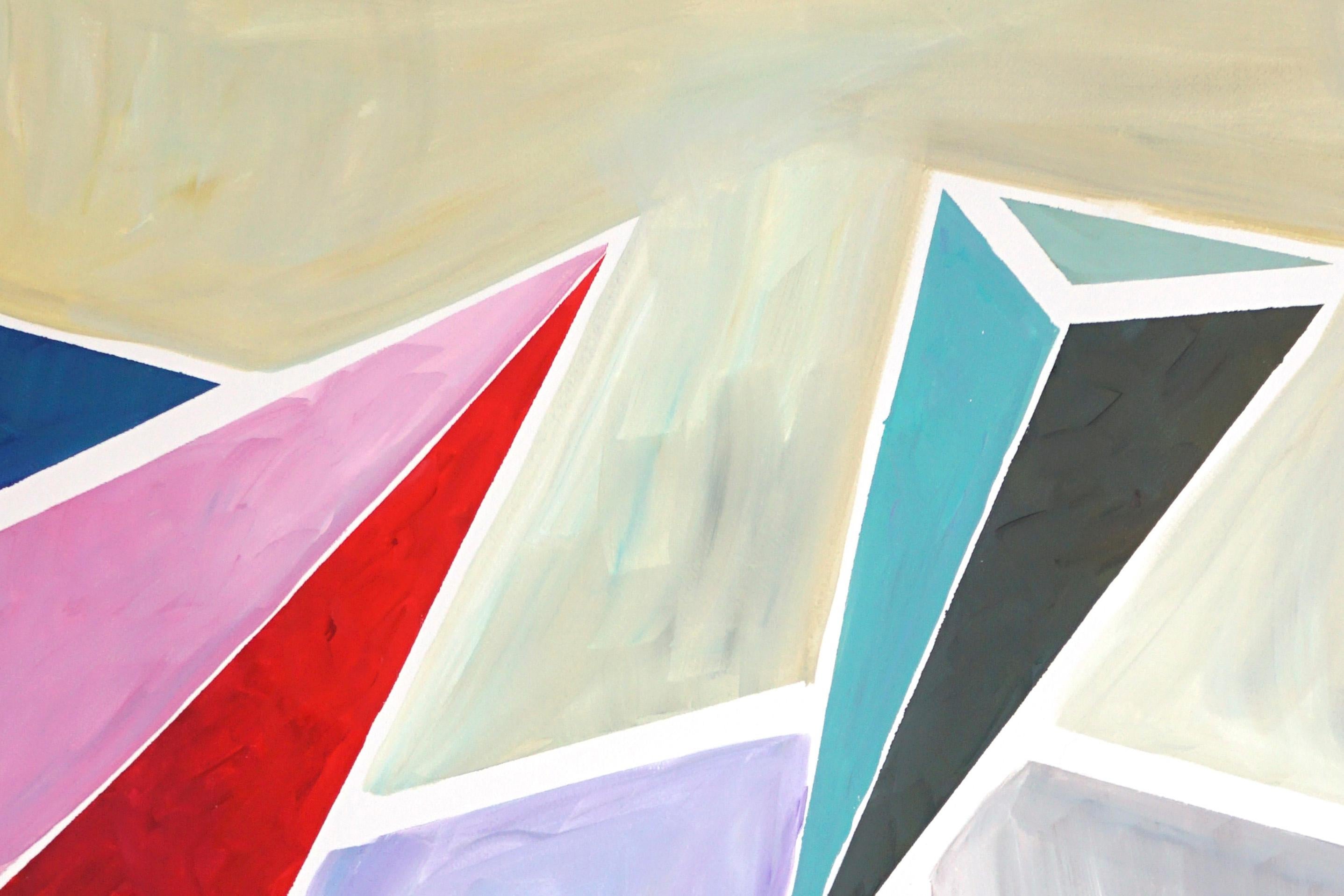 Retro Futuristic Angle Ensemble, Constructivist Painting Diptych in Pastel Tones 4