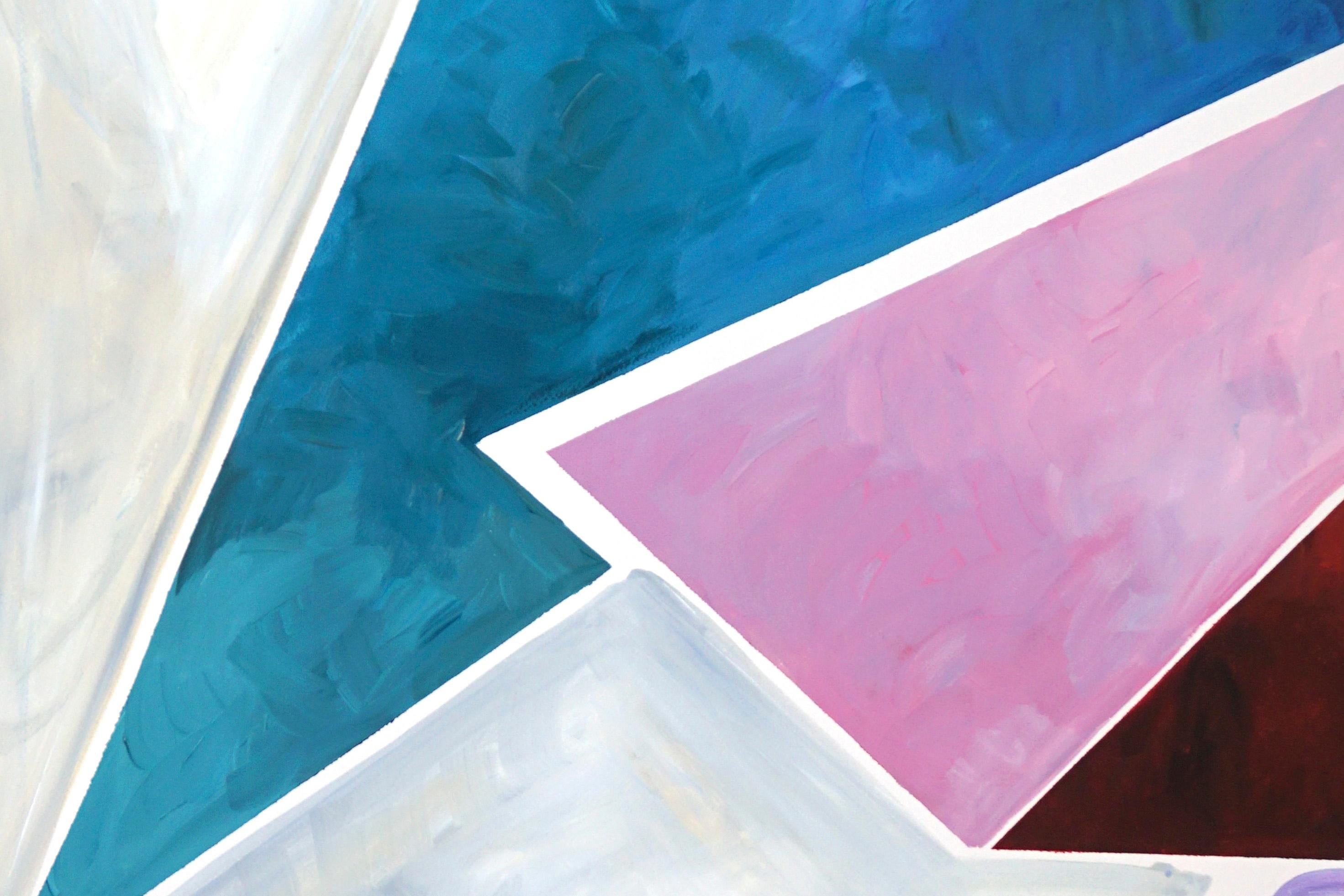 Retro Futuristic Angle Ensemble, Constructivist Painting Diptych in Pastel Tones 2