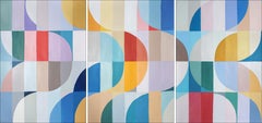 San Remo Curves, Primary Tones Triptych, Umbrella Curves and Arches on Paper