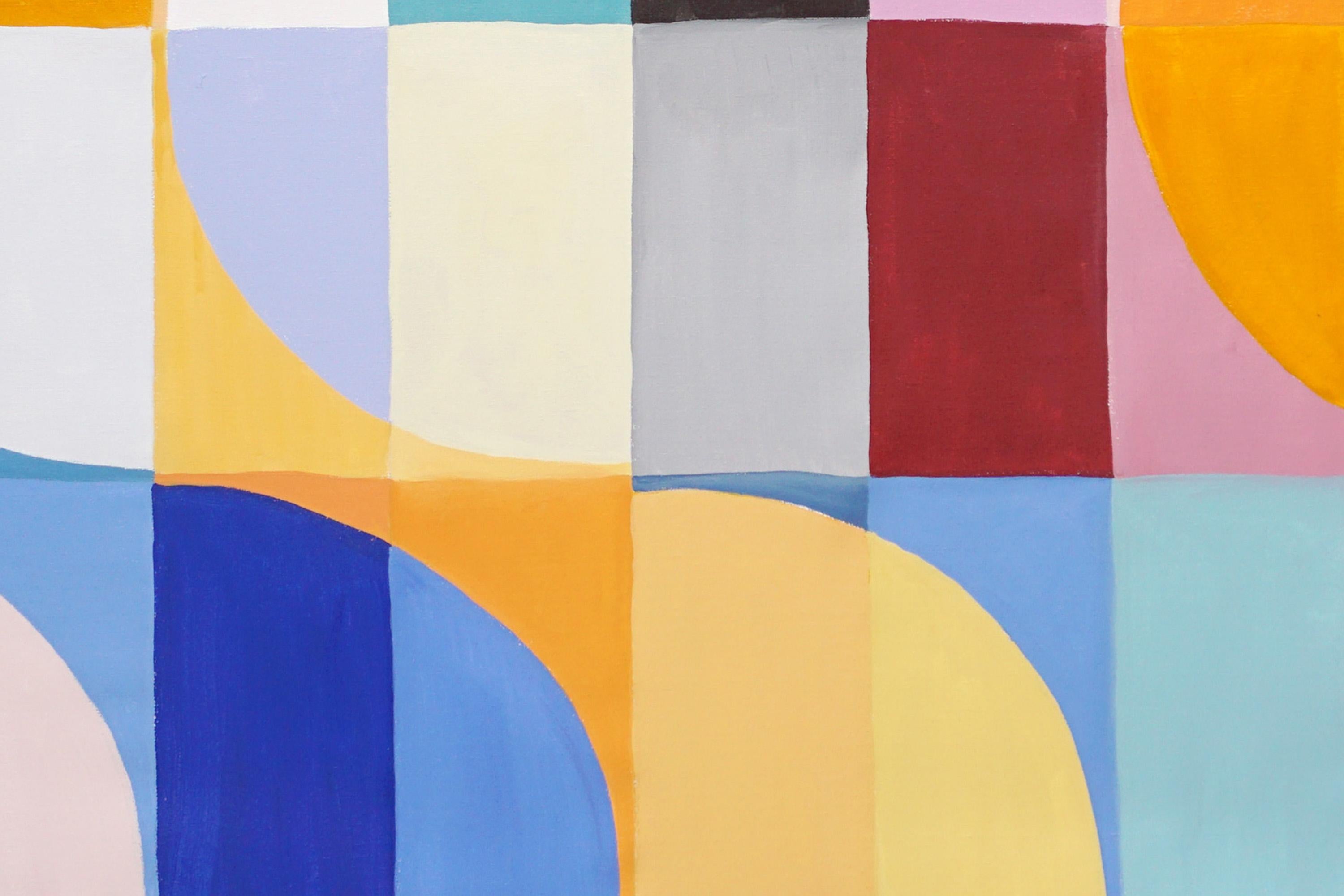 Olas del Eclipse Solar, Colorida Pintura Bauhaus Horizontal Cuadrícula sobre Lienzo, 2014 3