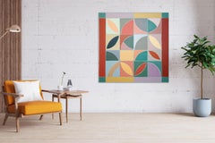 Fleurs du Bauhaus du Sud, peinture en mosaïque « Color Field » sur toile, teintes vives