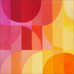 Sunset de l'hémisphère sud, grille carrée Bauhaus, jaune et rose dégradé, Fucsia