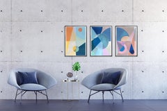 Southern Hemisphere Twilight Pastel Tones Triptych, Blue, Pink, Yellow Astronomy