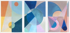 Southern Hemisphere Twilight Pastel Tones Triptych, Blue, Pink, Yellow Astronomy