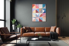 Eco Espacial, Minimalismo Geométrico, Pintura sobre Lienzo, Tonos Pastel Bauhaus