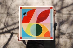 Frühling in den Sternen, Quadratische lebhafte Farbtöne, abstrakte Früchte, Rot, Grün und Gelb