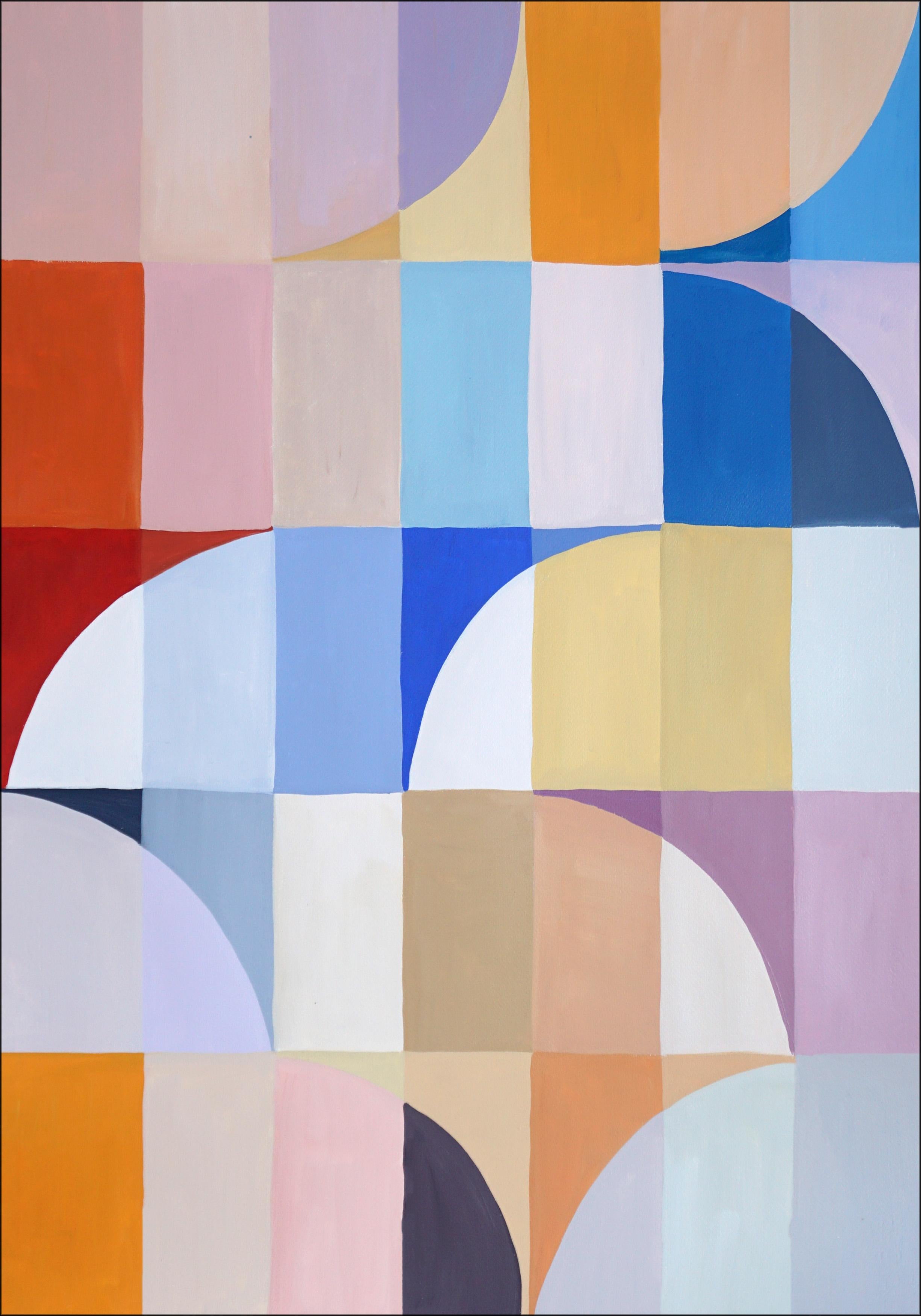 Cette peinture vibrante de réminiscences du Bauhaus célèbre les couleurs audacieuses, les formes géométriques et l'élégance architecturale du mouvement Bauhaus. Cette œuvre d'art captivante combine des compositions dynamiques avec une touche