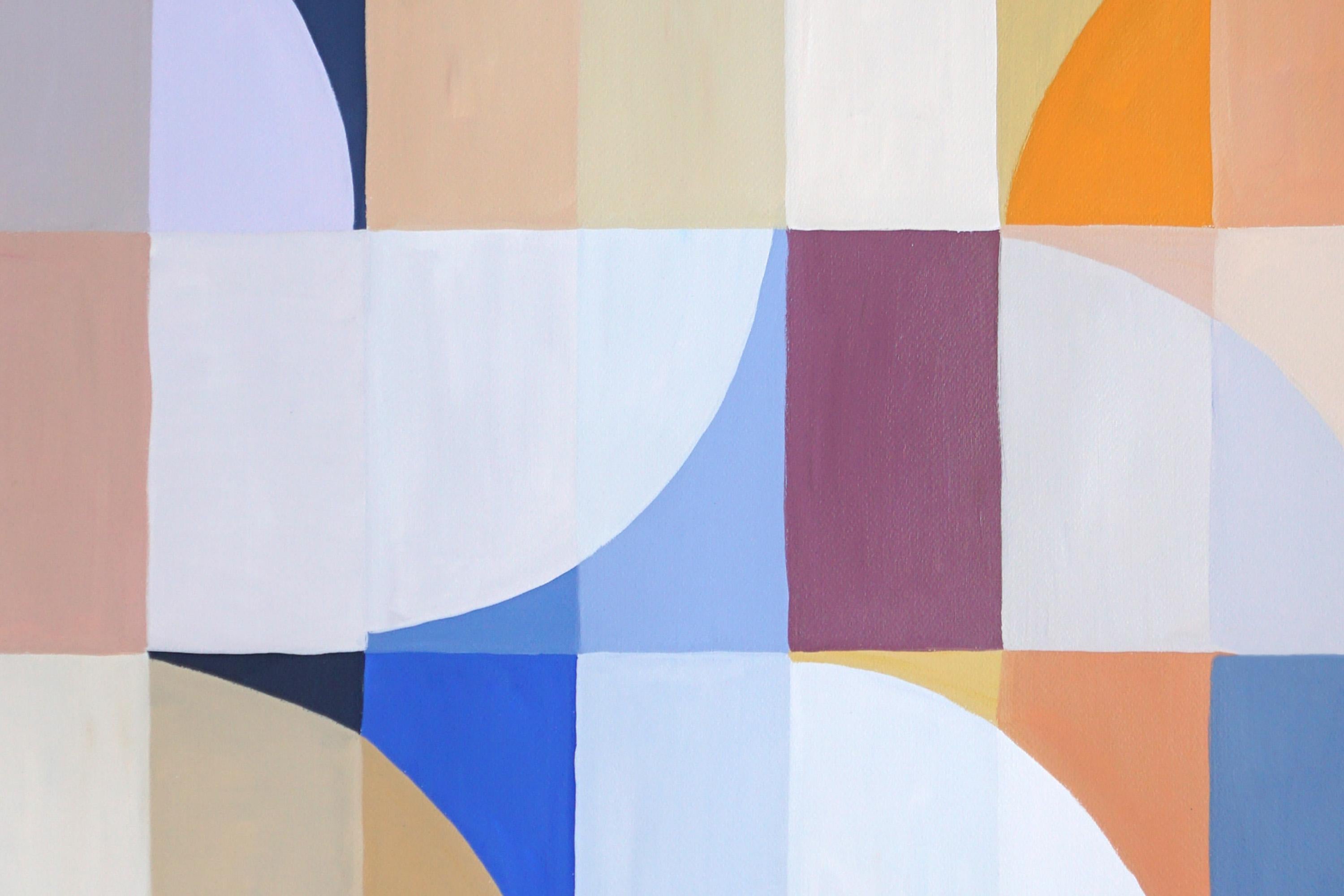 Vitrail du Bauhaus, teintes de tons transitionnels, motifs d'arcs sur papier 2
