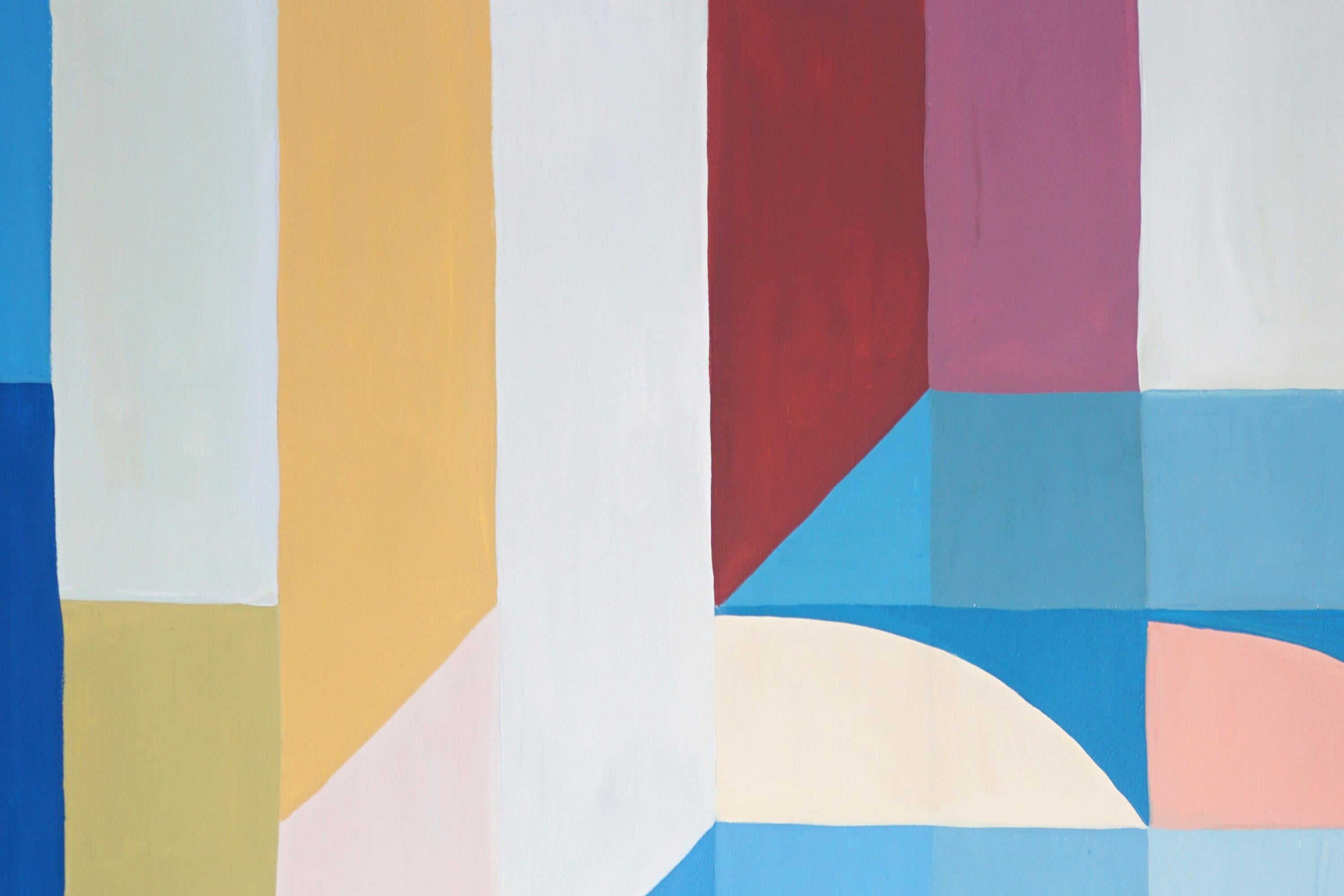 Staircase to Summit, Space AGE Modern Age Arches, Geometric Bauhaus Blue Arches (en anglais) en vente 1