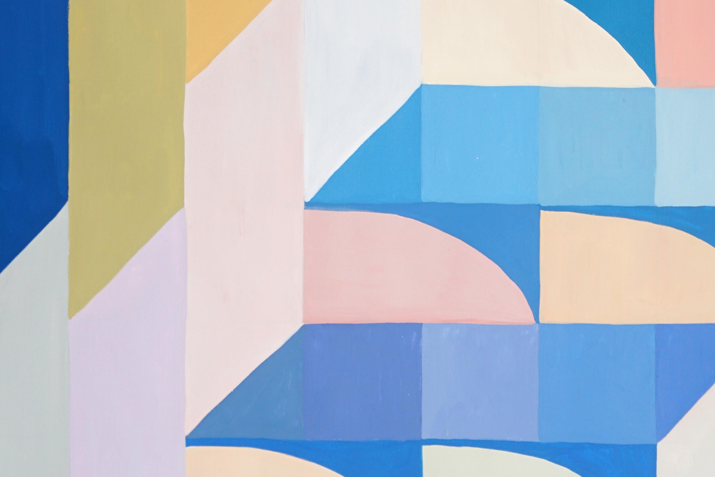 Staircase to Summit, Space AGE Modern Age Arches, Geometric Bauhaus Blue Arches (en anglais) en vente 3