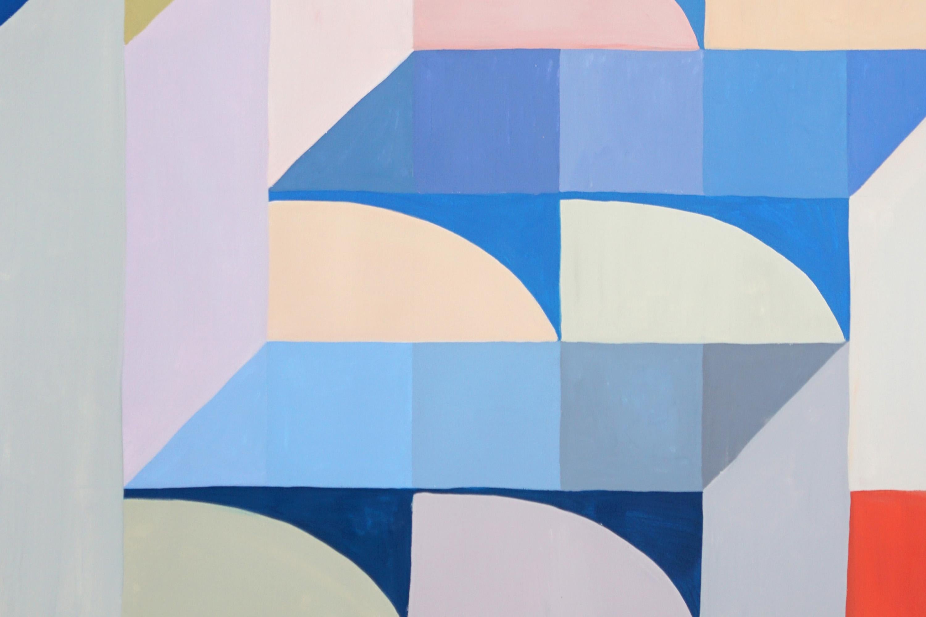 Staircase to Summit, Space AGE Modern Age Arches, Geometric Bauhaus Blue Arches (en anglais) en vente 4