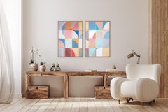 Minimalisme en vitrail, diptyque moderne de style Bauhaus, grille en mosaïque aux tons pastel 2026