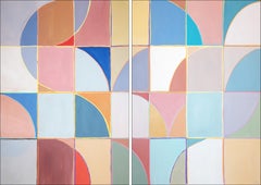 Minimalisme en vitrail, diptyque moderne de style Bauhaus, grille en mosaïque aux tons pastel 2026