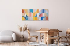 Summer Prism, Bauhaus Landscape Grid, Horizontal Tiles, Yellow, Blue, Hue Canvas
