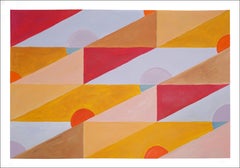 Paysage abstrait aux tons chauds Sunrise in The Tropics, jaune, orange, géométrique