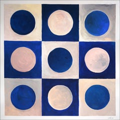 The Cool Room, Blue and Ivory Tiles Inspiration Painting, Squares and Circles
