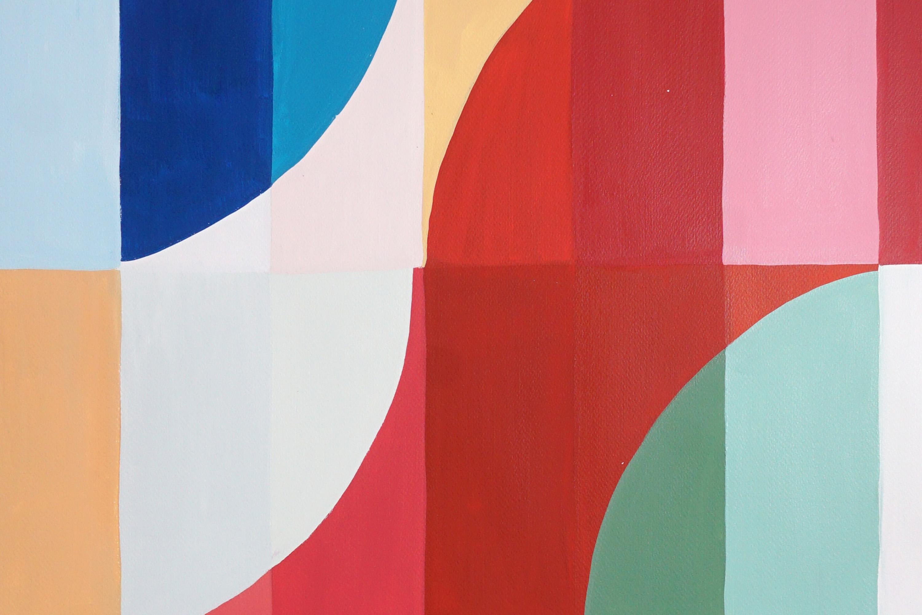 Lo Scivolo Rosso, Archi e Curve, Pittura Geometrica Bauhaus su toni vivaci 2025 in vendita 1