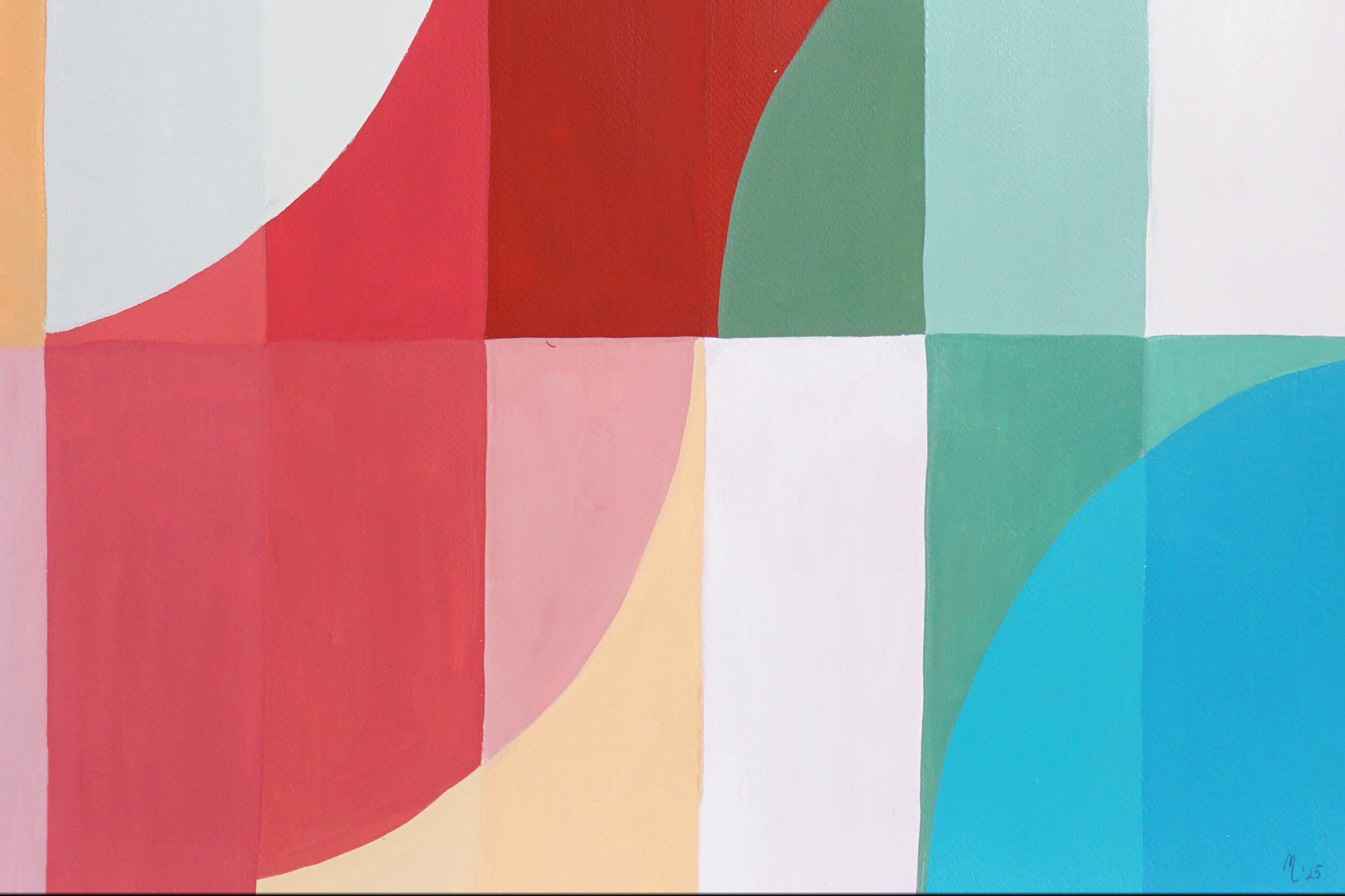 Lo Scivolo Rosso, Archi e Curve, Pittura Geometrica Bauhaus su toni vivaci 2025 in vendita 3