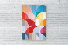 Town on The Sea, Vertical Bauhaus Grid Pattern, Vivid Primary Tones Architecture