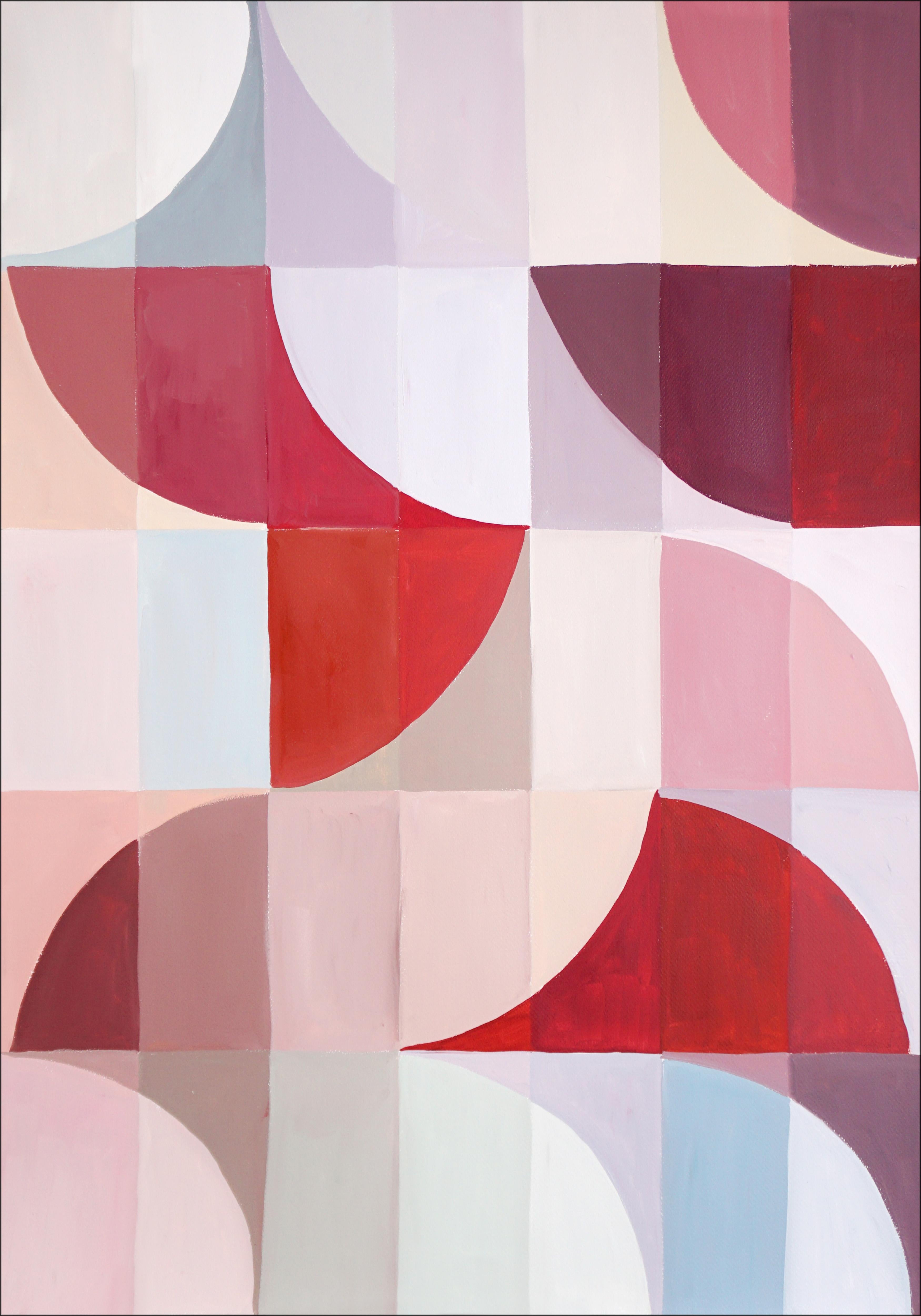 Traces of Rubies, Bauhaus Pattern Diptych, Red and Brown, Autumn Tones Pattern  2