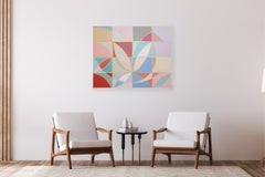 Tulip Echo, Pastel Tones Modernist Painting, Bauhaus Flowers on Canvas, Petal