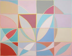 Tulip Echo, Pastel Tones Modernist Painting, Bauhaus Flowers on Canvas, Petal