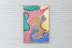Abstract Painting of Vivid Colors Painting of Layered Curvilinear Forms, Paper