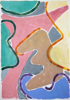 Pittura astratta dai colori vivaci Pittura di forme curvilinee stratificate, carta