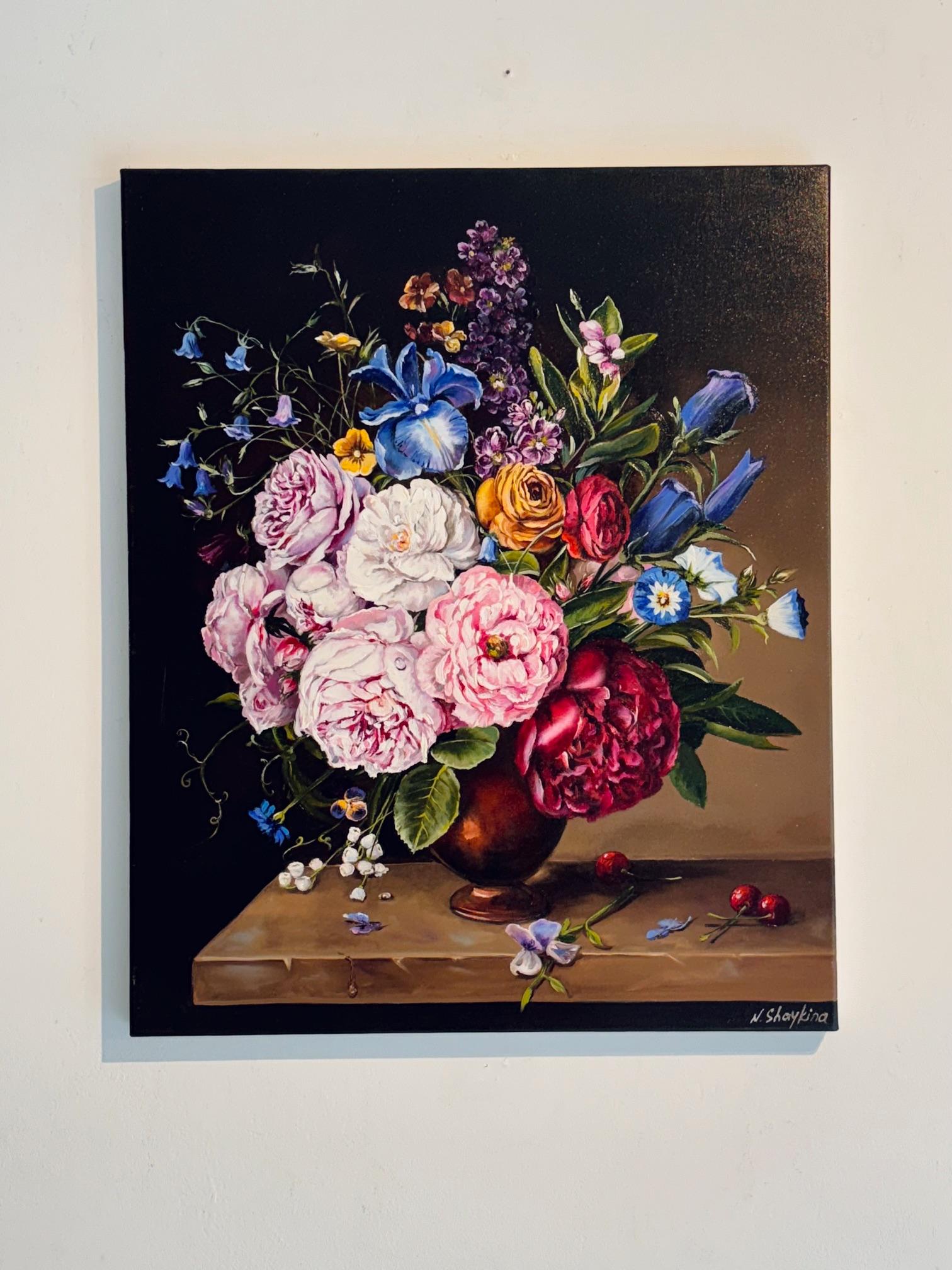Summer Flowers-original still life realism floral oil painting-contemporary art - Realist Painting by Natalia Shaykina