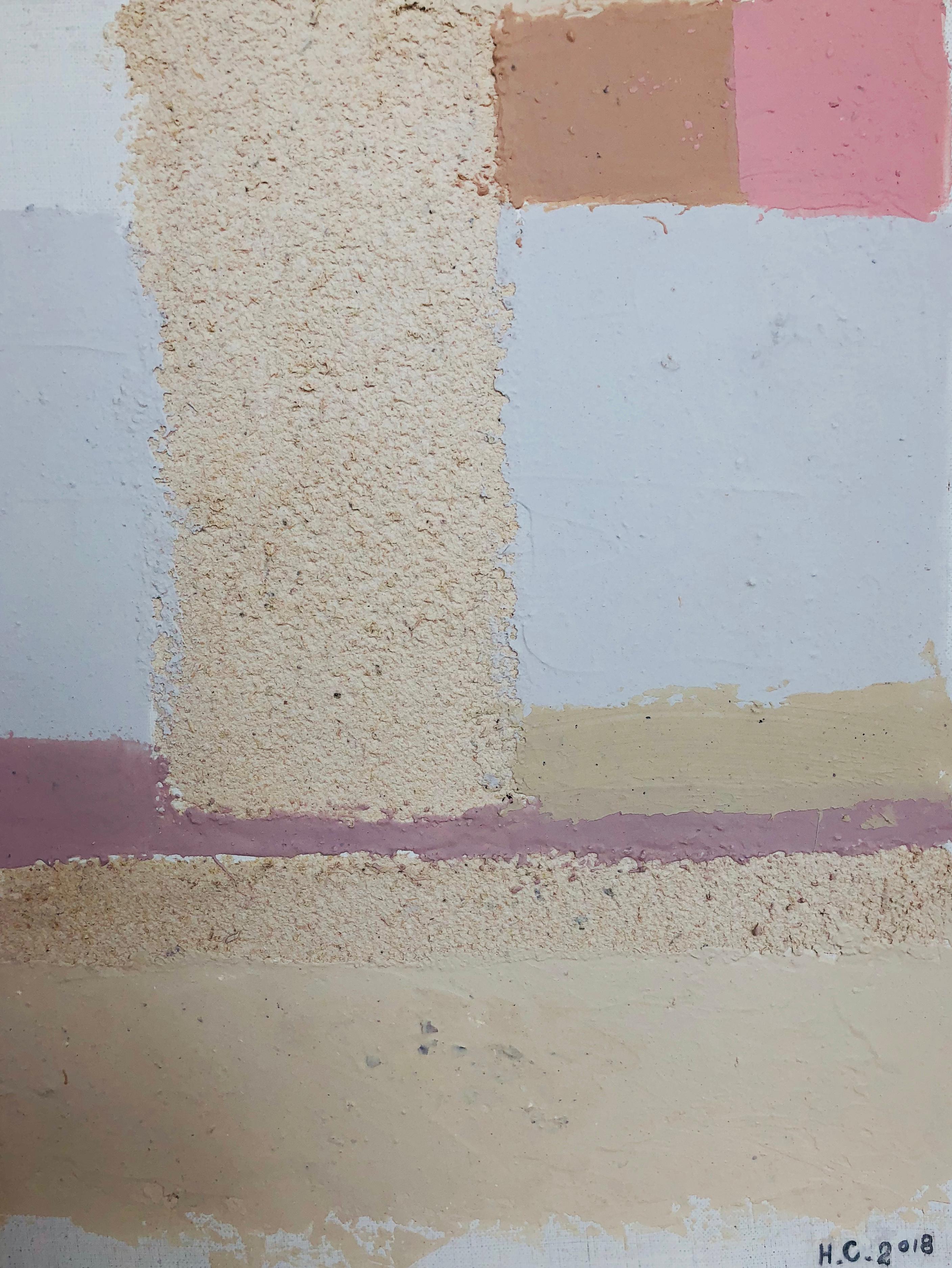 Topografia 10 - dipinto astratto in bianco, grigio, rosa e beige - Painting Astratto di Natalia Sitnikova