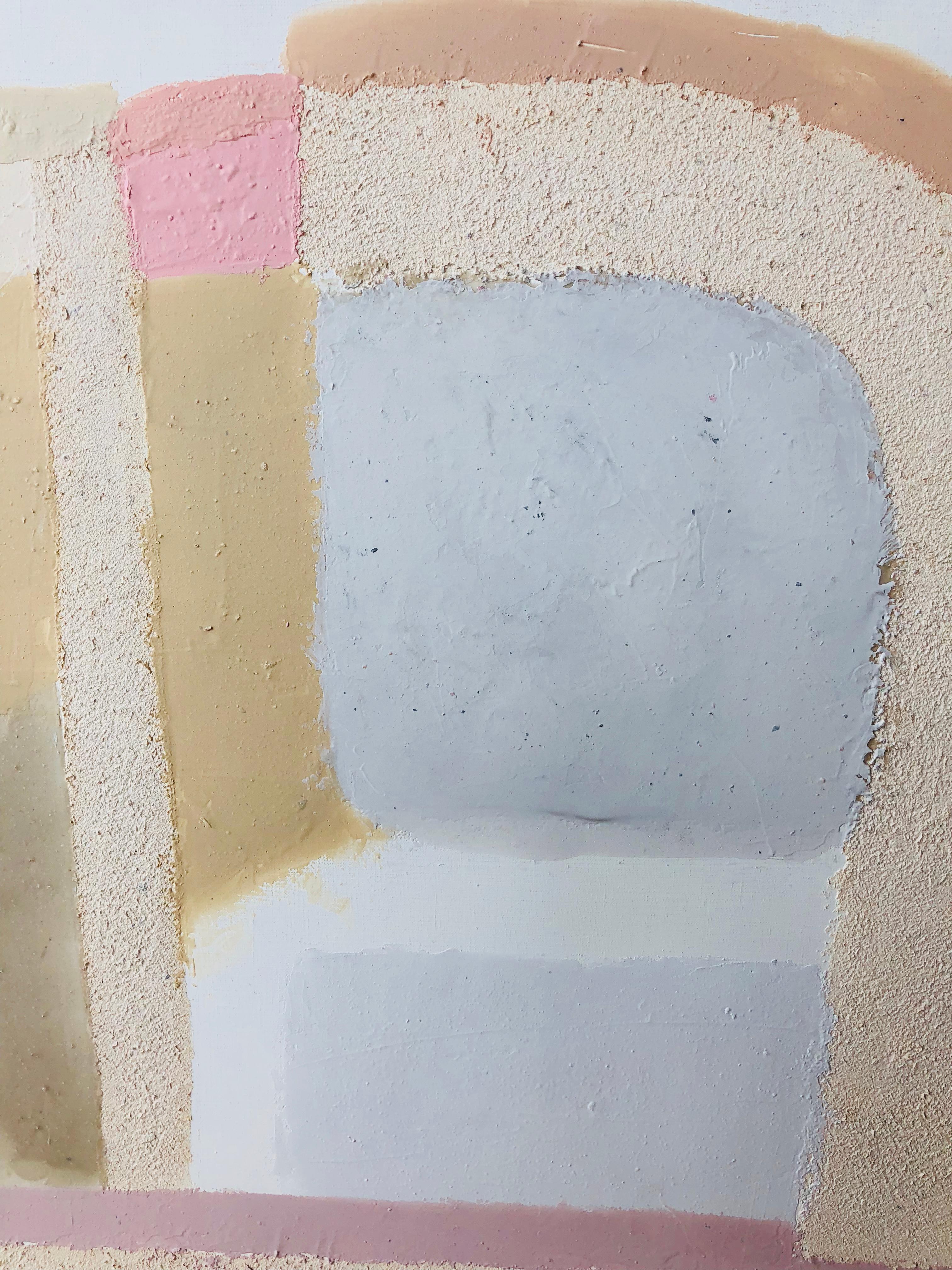 Topografia 10 - dipinto astratto in bianco, grigio, rosa e beige - Abstract Painting Grigio di Natalia Sitnikova
