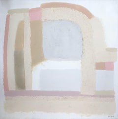 Topography 10 - abstract painting in white, grey, pink and beige