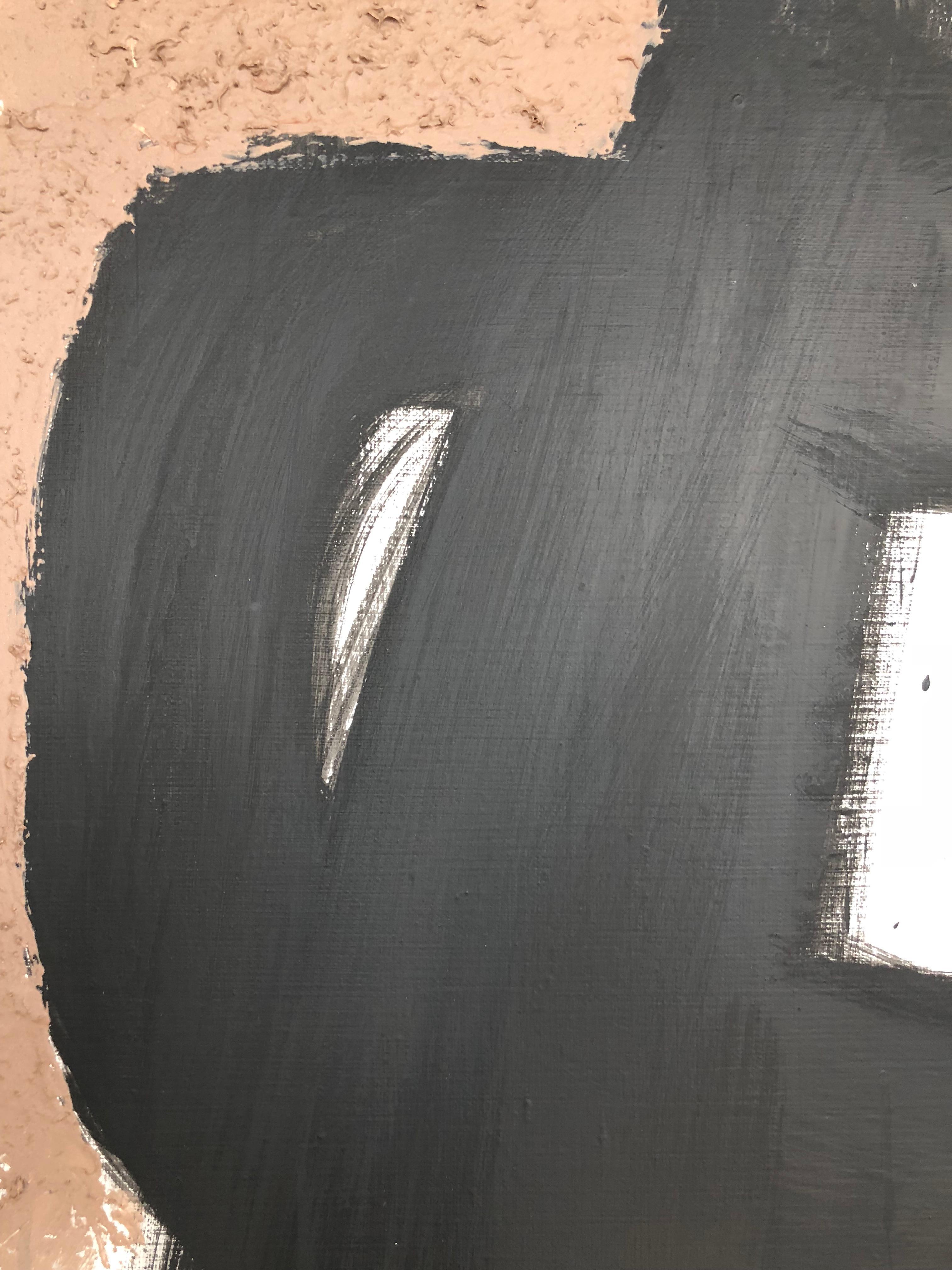 From Vertical Series II & III - art in dark in black, grey, beige, peach puff - Abstract Painting by Natalia Sitnikova