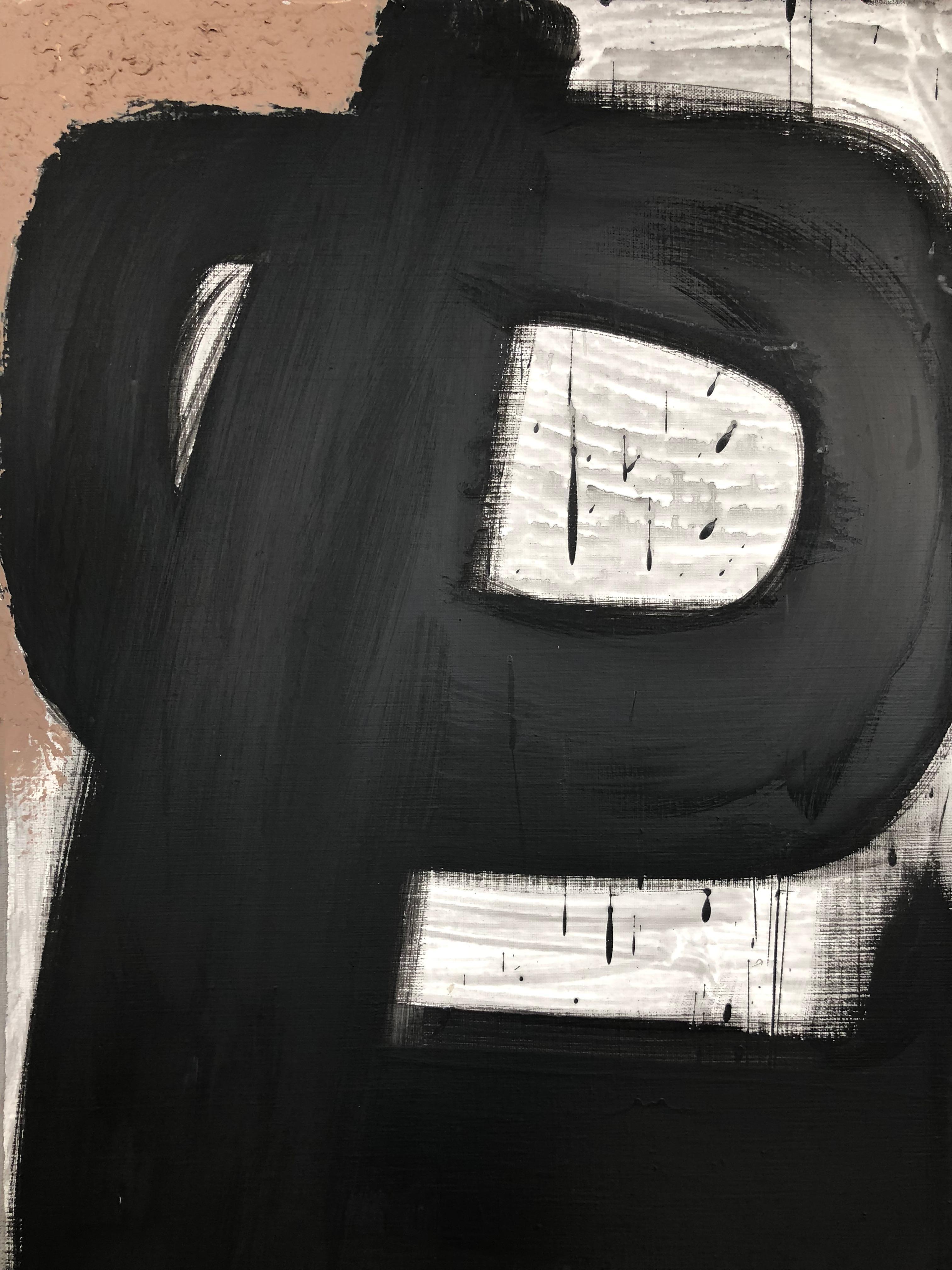 From Vertical Series II & III - art in dark in black, grey, beige, peach puff 1