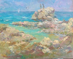 „Blue Bay“, impressionistisches Landschaftsgemälde, Öl auf Leinwand, 2005