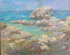 „Blue Bay“, impressionistisches Landschaftsgemälde, Öl auf Leinwand, 2005