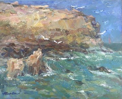 The Breath of the Sea, Impressionist Landscape, Acrylic on Hardboard