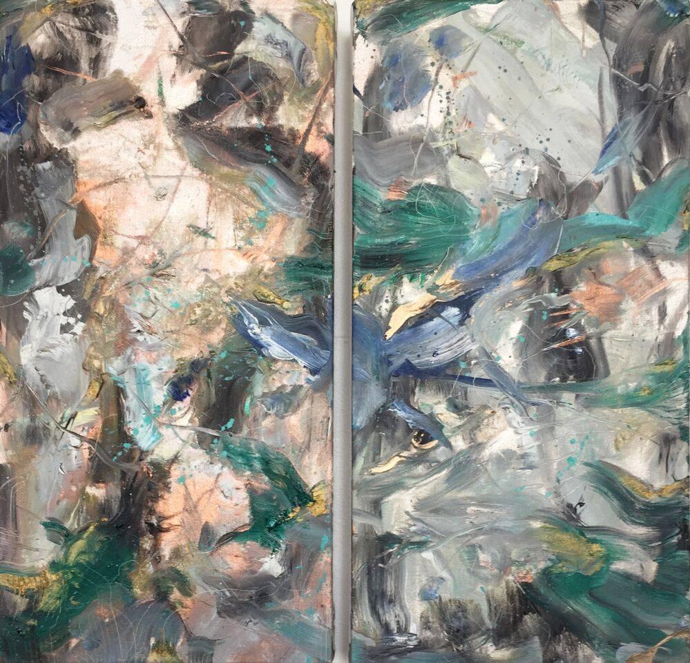 Natalia Wrobel Abstract Painting - Copper Kintsukuroi II