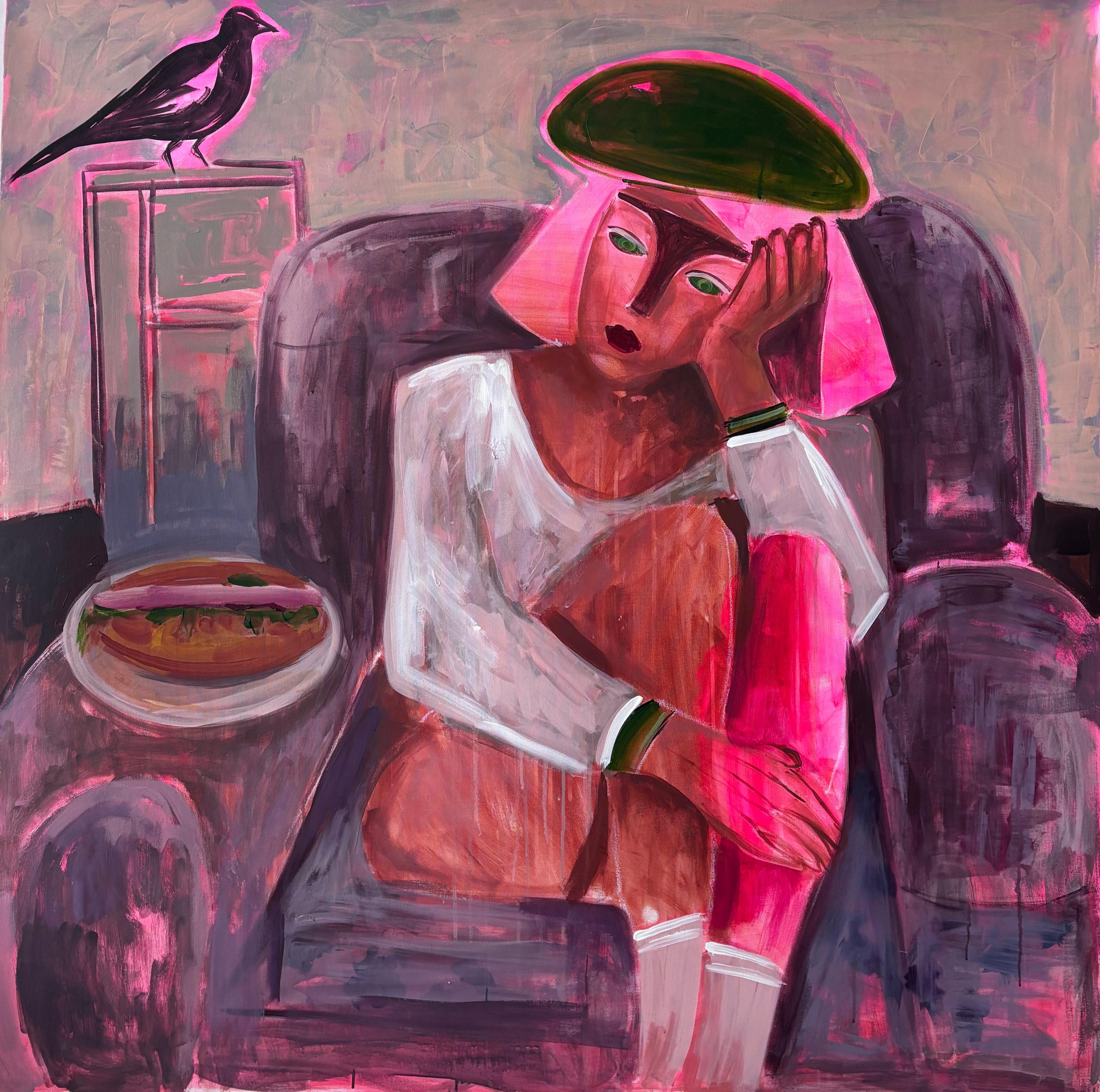 Natalia Yangalycheva Figurative Painting - Waiting for a Signal