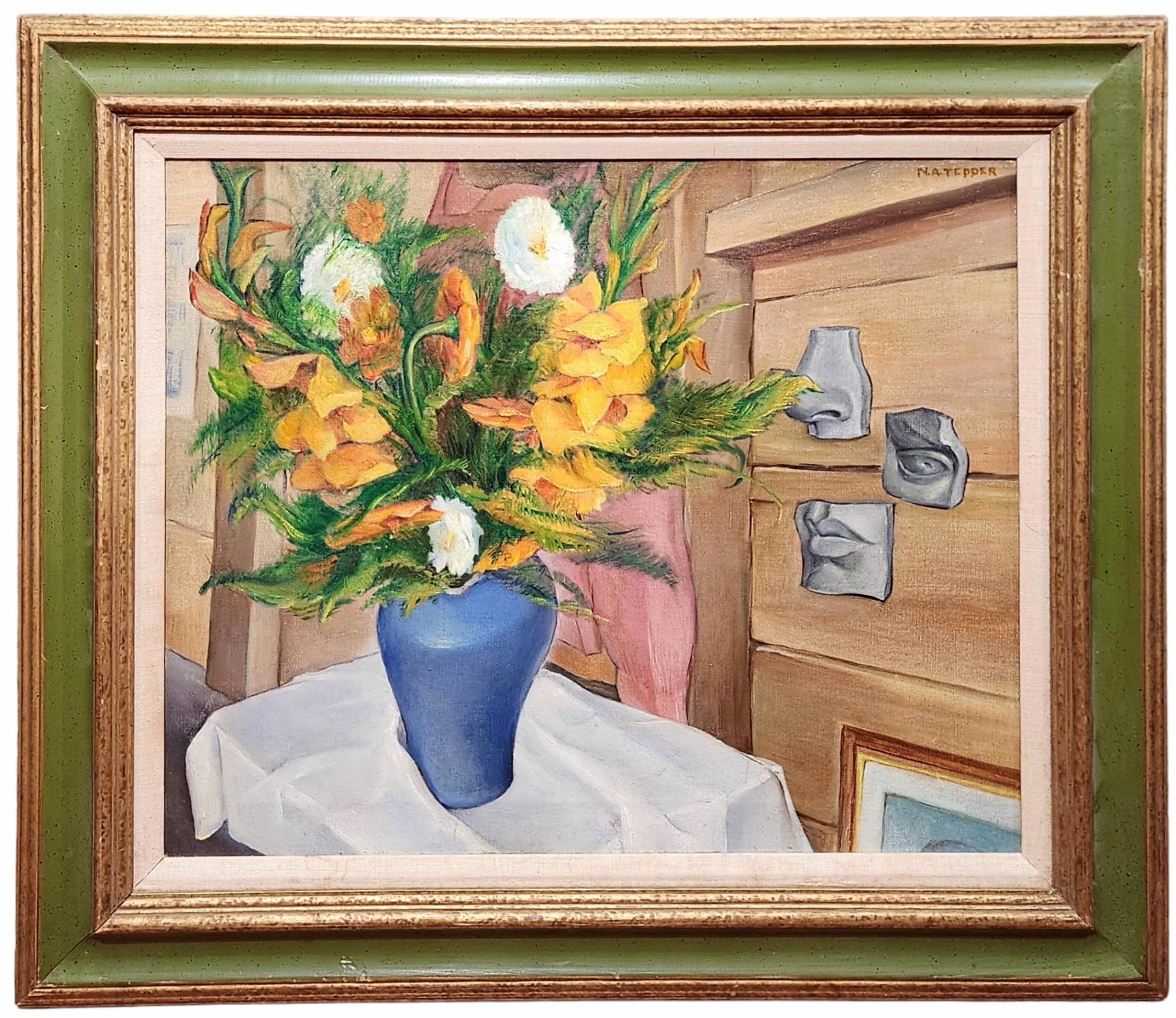 Flowers and Casts, New York City Artist, Woodstock, Argent Galleries, Still Life - Painting by Natalie Arias Tepper